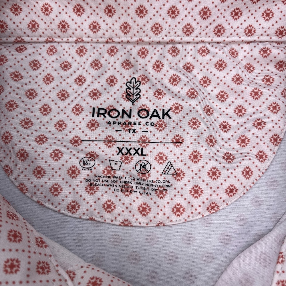 Iron Oak Polo Shirt Mens 3XL Red/Pink Revel Pearl Snap Short Sleeve Golf Stretch - Picture 4 of 12